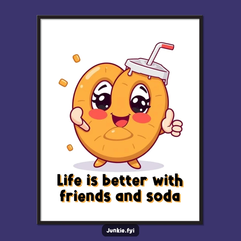 Funny Free Printable Wall Art: Thirsty Pretzel Soda Lover Downloadable Art Print