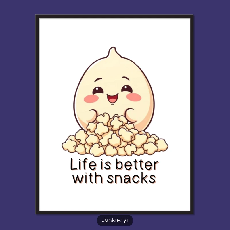 Funny Free Printable Wall Art: Popcorn Muncher Food Character - Downloadable Snack Decor!