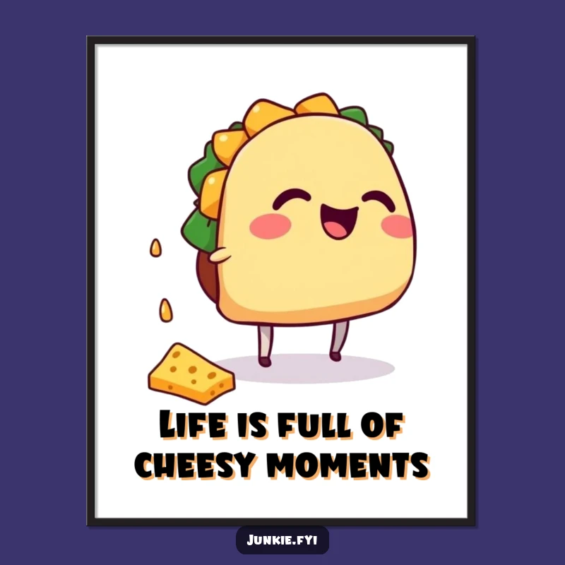 Funny Free Printable Wall Art: Taco Cheese Chaos Downloadable Art Print