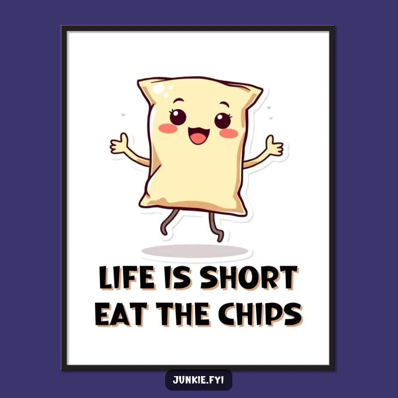 Free Printable Dancing Chip Wall Art - Funny Kawaii Art Downloadable Gift for Kitchen Decor