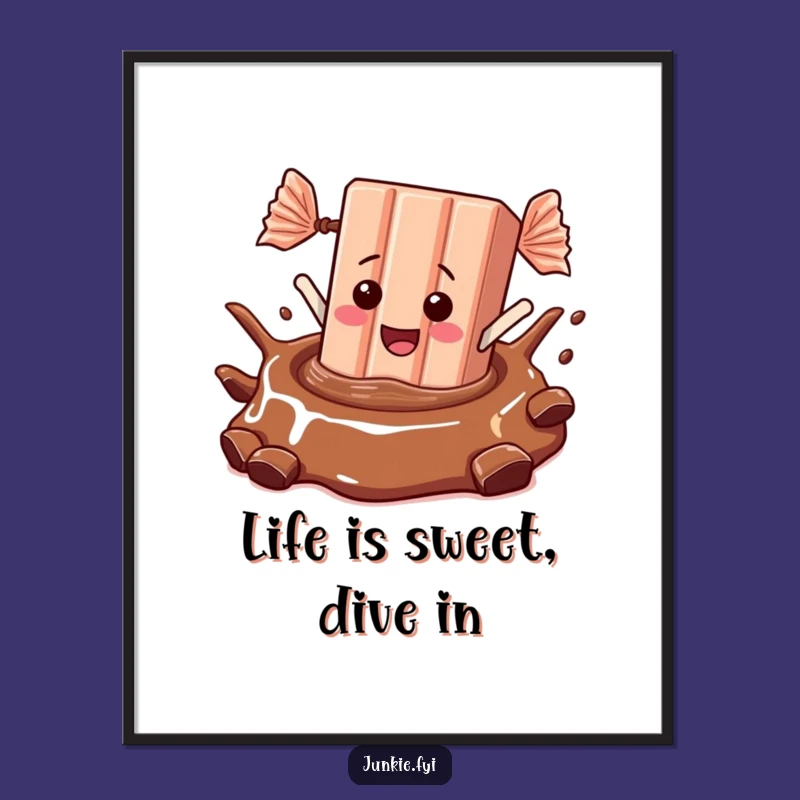 Free Printable Wall Art: Giddy Candy Bar Chocolate Dive, Funny Downloadable Art Gift