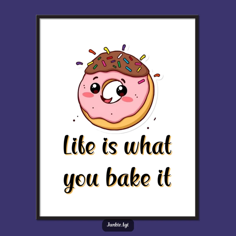 Free Printable Wall Art: Spinning Donut Character, Quirky Downloadable Humor Decor