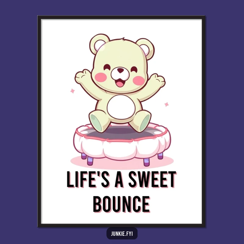 Funny Free Printable Wall Art: Gummy Bear Bouncing Bliss on Marshmallow Trampoline