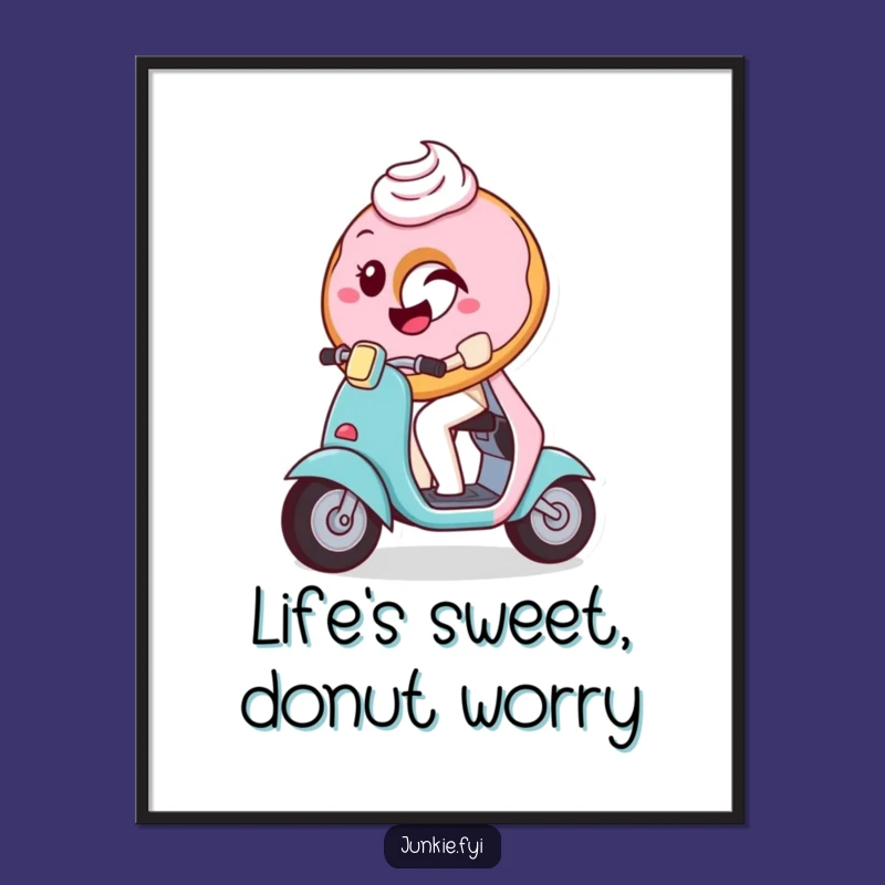 Free Printable Donut Scooter Wall Art: Funny Foodie Decor, Downloadable Gift!