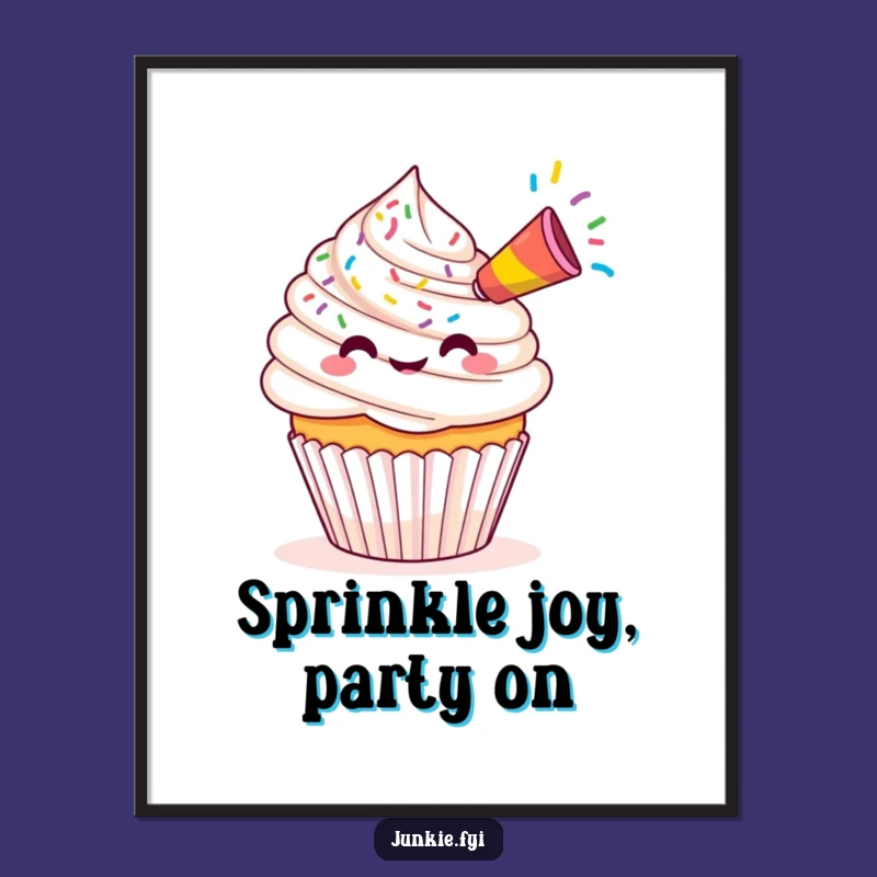 Free Printable Wall Art: Kawaii Cupcake Sprinkle Horn for a Festive, Humorous Downloadable Home Decor Gift