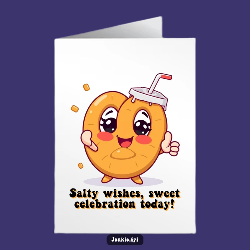 Free Printable Birthday Card: Funny Pretzel Needs Soda Printable Greeting Card