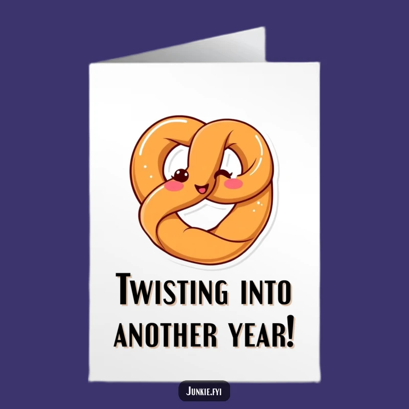 Free Printable Birthday Card: Twisted Kawaii Pretzel Funny Downloadable Gift for a Salty-Sweet Day