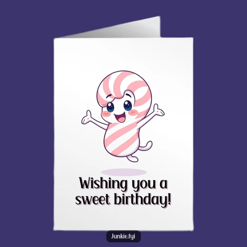 Free Printable Candy Cane Birthday Card: Cheerful Twirls Downloadable Fun