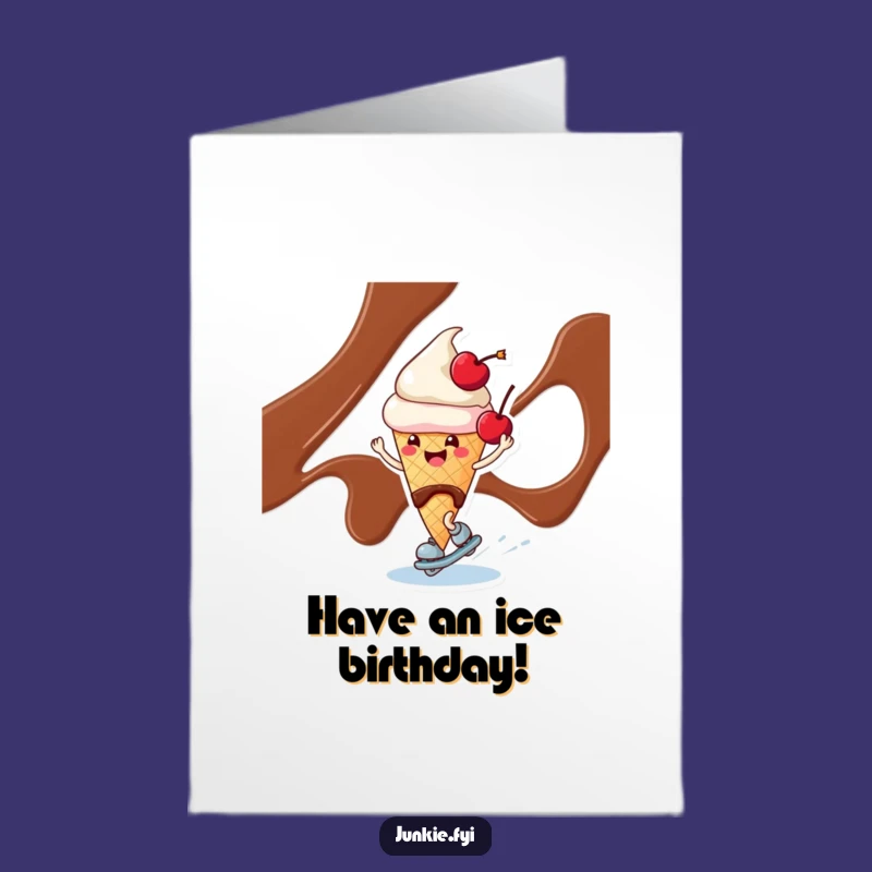 Funny Ice Cream Skating Birthday Free Printable Card - Cool Downloadable Gift!
