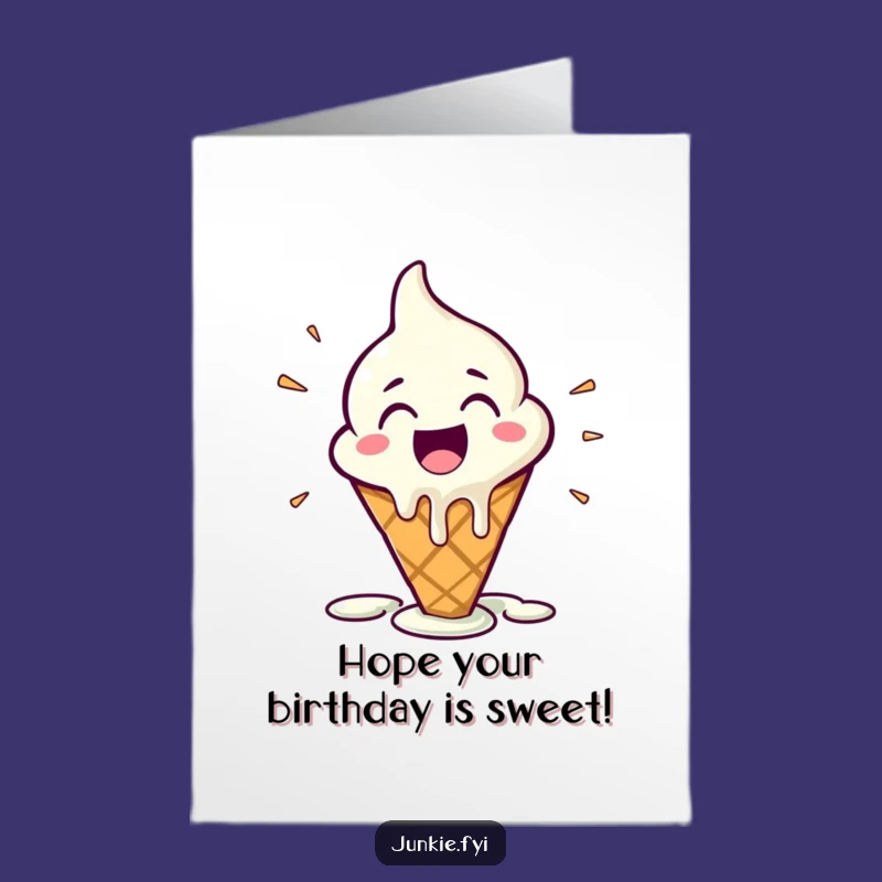 Free Printable Birthday Card: Melting Ice Cream Cone Birthday Cheer Downloadable Gift