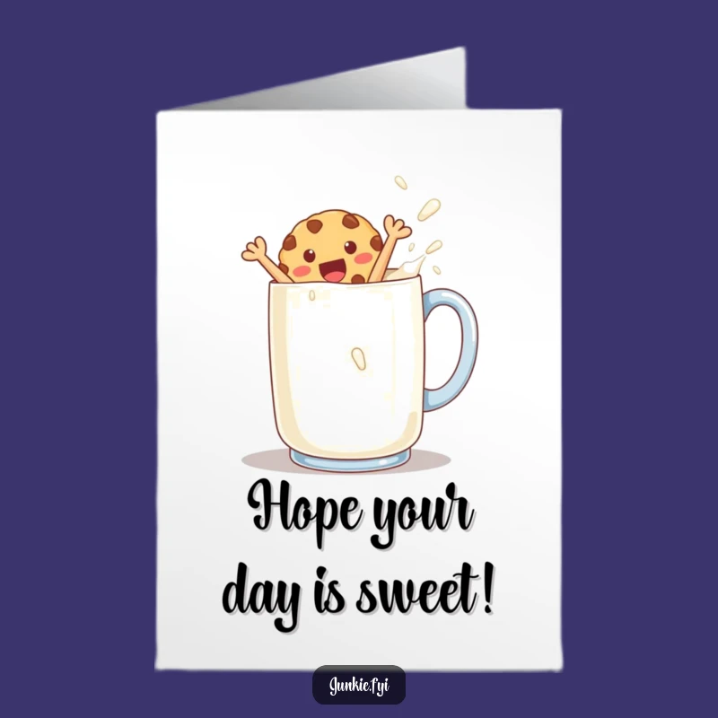 Free Printable Birthday Card: Cookie & Milk Splash, Funny Downloadable Gift!