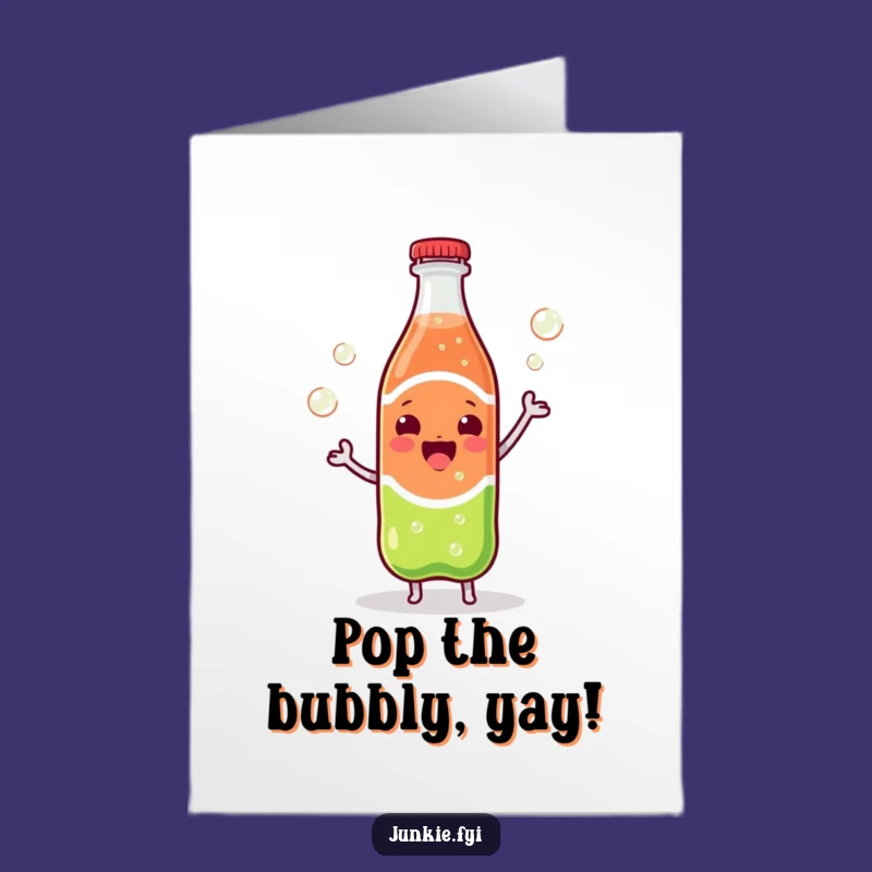Free Printable Birthday Card: Dancing Kawaii Soda Funny Downloadable Gift for a Bubbly Celebration