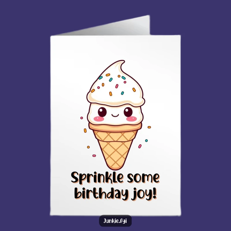 Funny Free Printable Birthday Card: Ice Cream Cone Drenched in Sprinkly Birthday Fun!