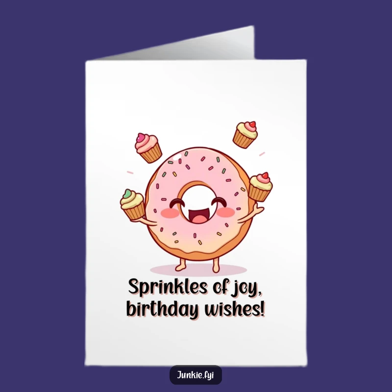 Funny Donut Juggling Cupcakes Free Printable Birthday Card - Hilarious Downloadable Gift!