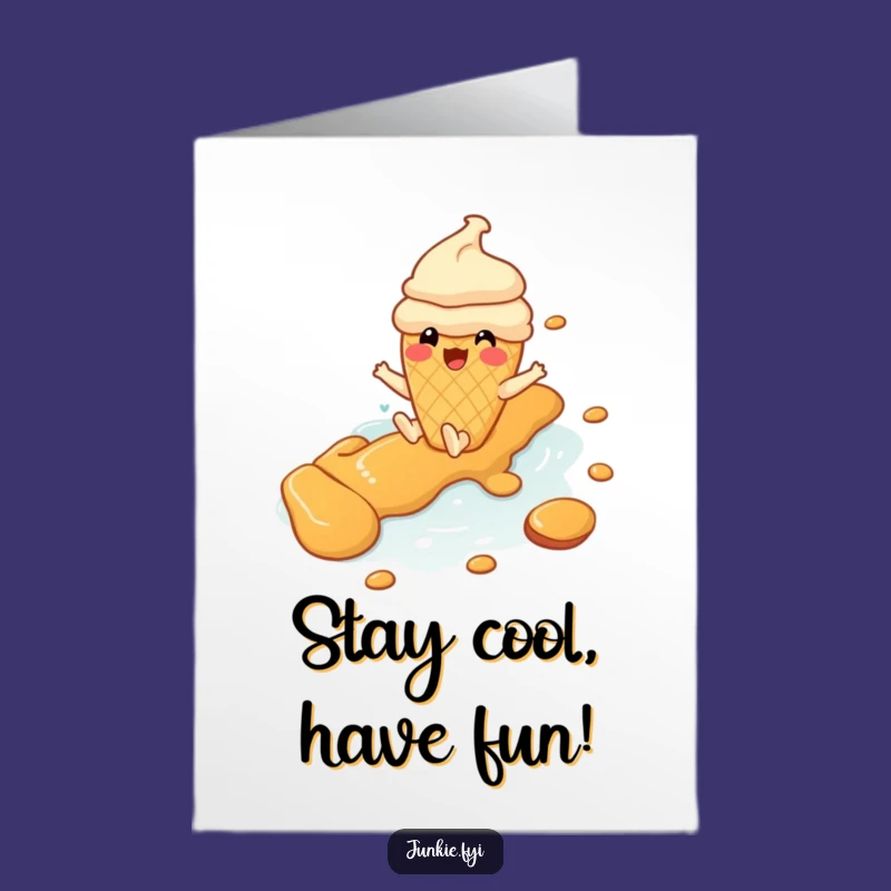 Free Printable Birthday Card: Ice Cream Cone Caramel Slide Funny Downloadable Gift