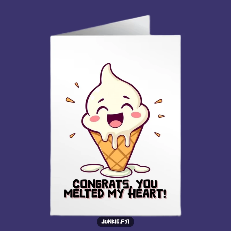 Free Printable Congratulations Card: Melting Ice Cream Cone Joyful Glee Downloadable