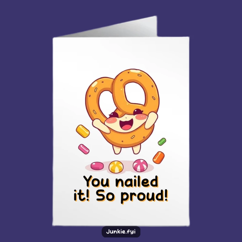 Free Printable Congrats Card: Funny Pretzel Character & Candy, Awesome Downloadable Gift