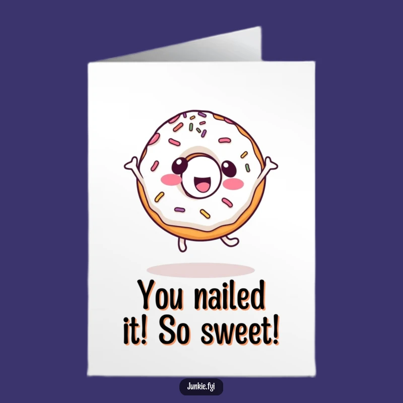 Free Printable Congrats Card: Happy Kawaii Donut Cartwheel Funny Downloadable Gift