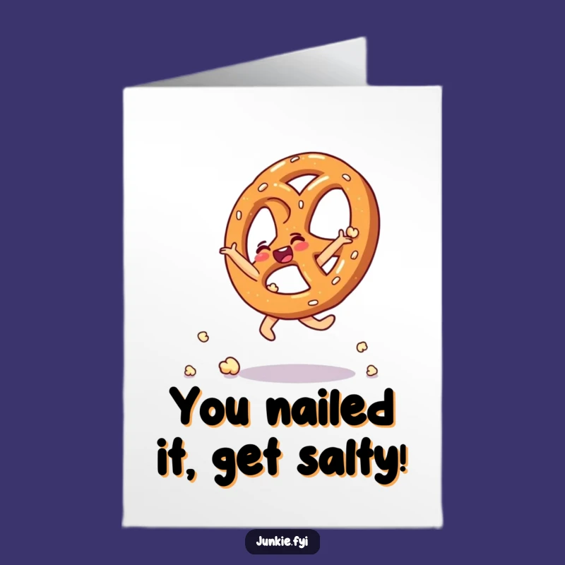 Free Printable Congrats Card: Pretzel Popcorn Cartwheel, Instant Download Celebration