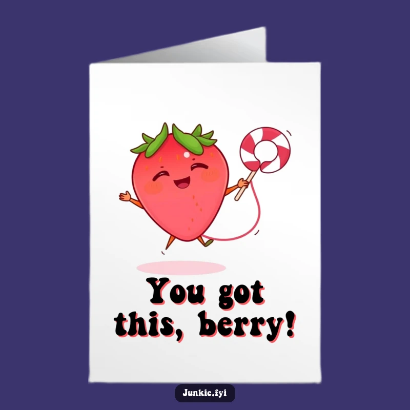 Free Printable Congrats Card: Strawberry's Winning Jump for Your Success - Downloadable Gift