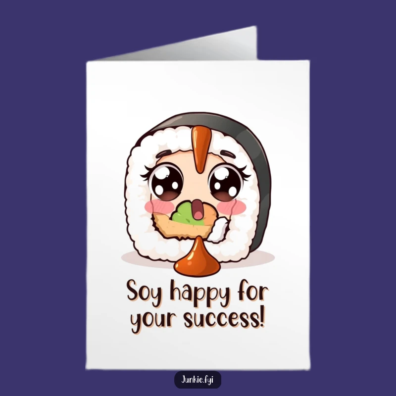 Free Printable Congrats Card: Surprised Sushi Soy Sauce Splash, Instant Download Card
