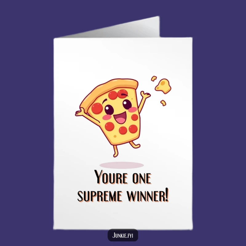 Free Printable Congrats Card: Pizza Cartwheel Cheese Flying Humor Downloadable Gift
