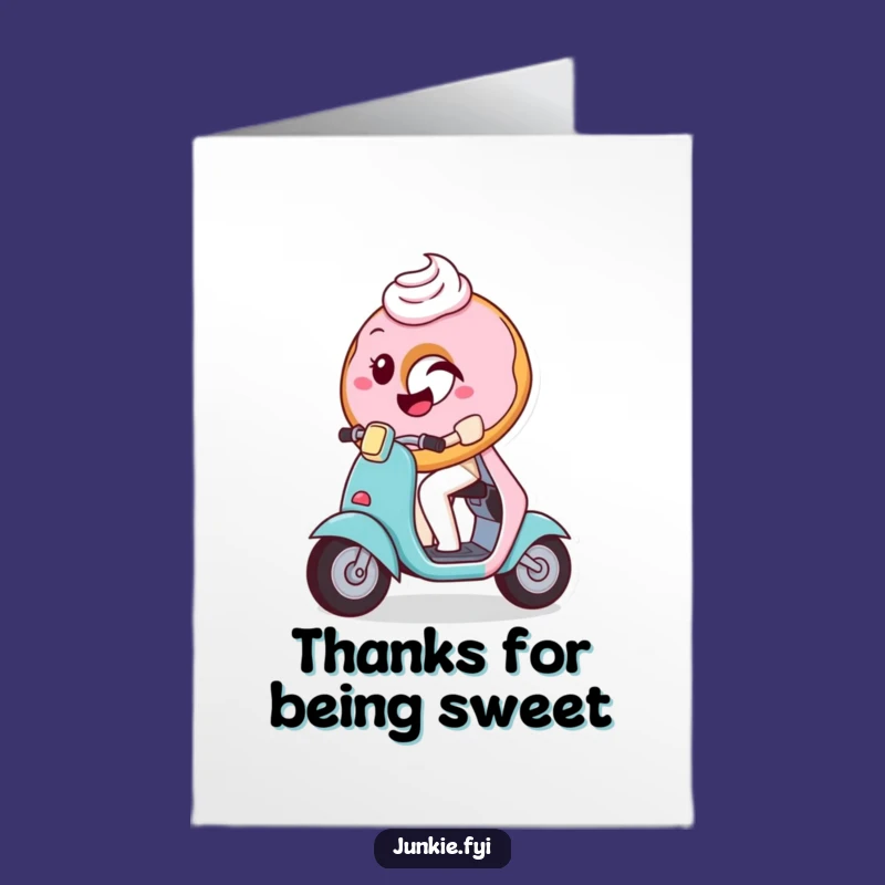 Free Printable Donut Scooter Thank You Card: Funny Downloadable Sweet Thanks!