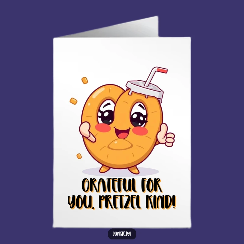 Free Printable Thank You Card: Grateful Pretzel Sips Thanks Downloadable Greeting Card