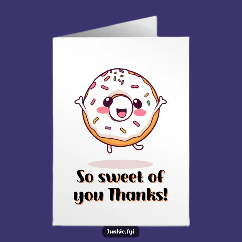 Free Printable Thank You Card: Happy Kawaii Donut Cartwheel Funny Downloadable Gift