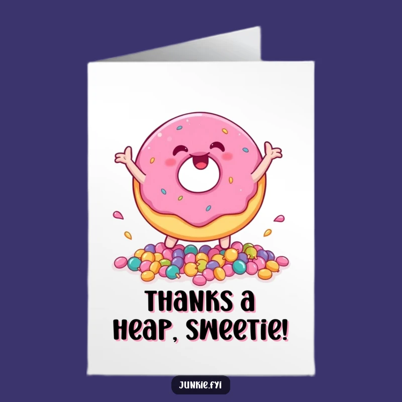 Free Printable Thank You Card: Joyful Donut Candy Bounce Funny Downloadable Gift