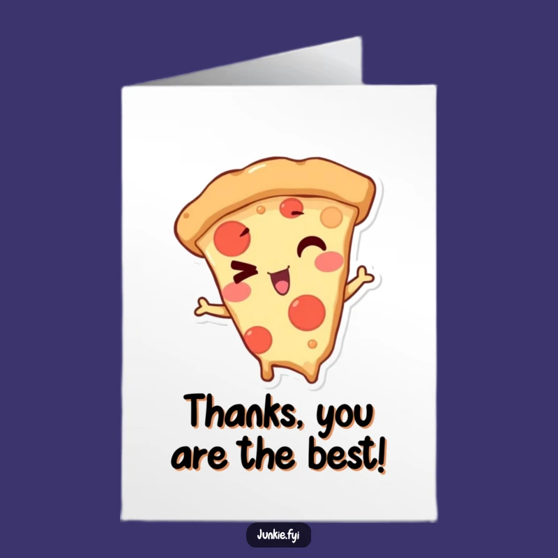 Free Printable Thank You Card: Pizza Slice Wink Gratitude Downloadable