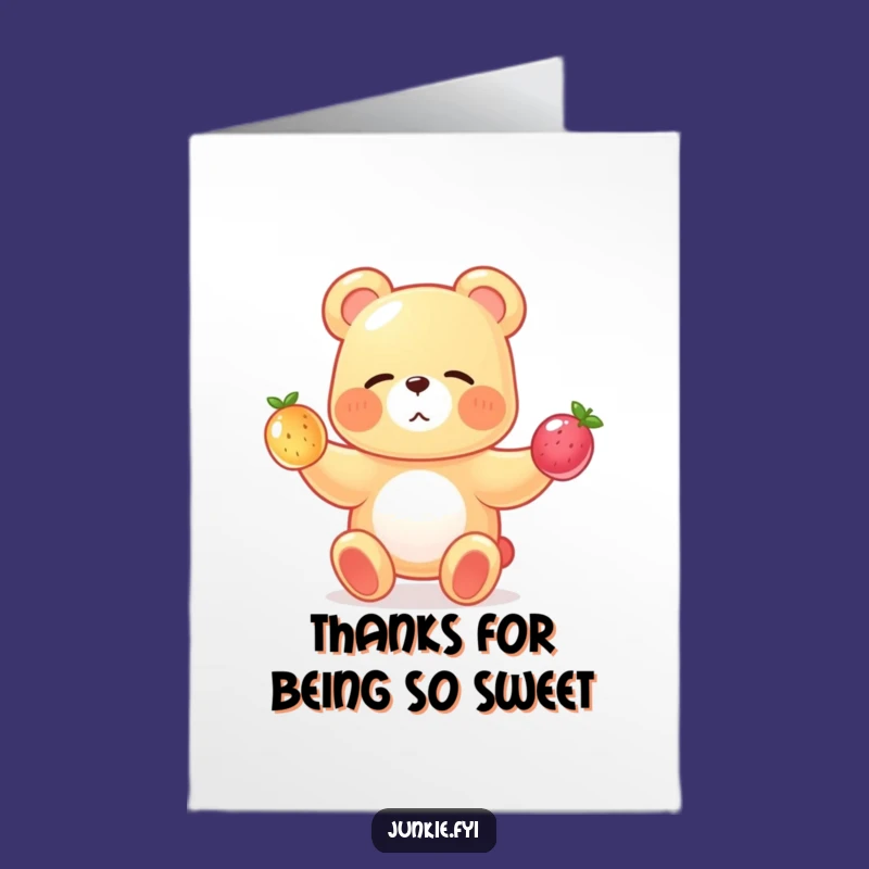 Free Printable Thank You Card: Winking Gummy Bear Fruit Funny Gift