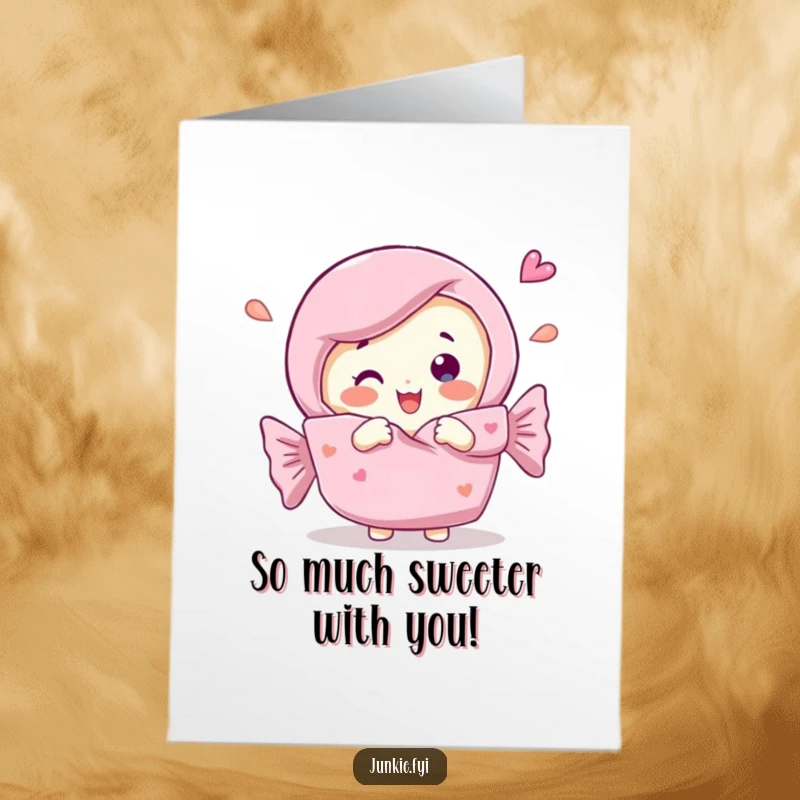 Funny free printable thank you card showing a candy bar character unwrapping itself with gratitude and a big smile.