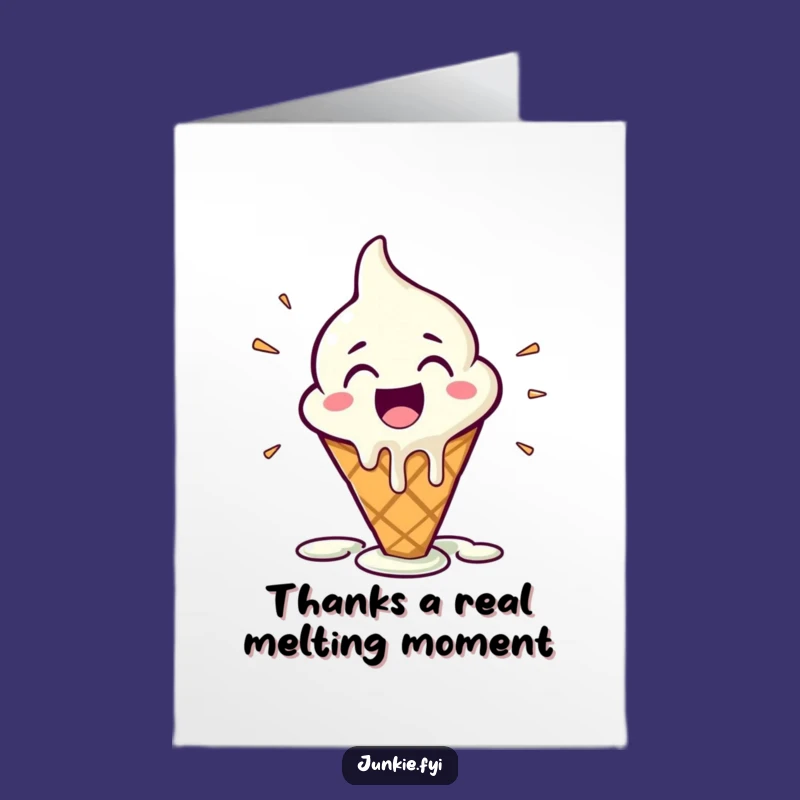 Free Printable Thank You Card: Melting Ice Cream Cone Sweet Gratitude Downloadable
