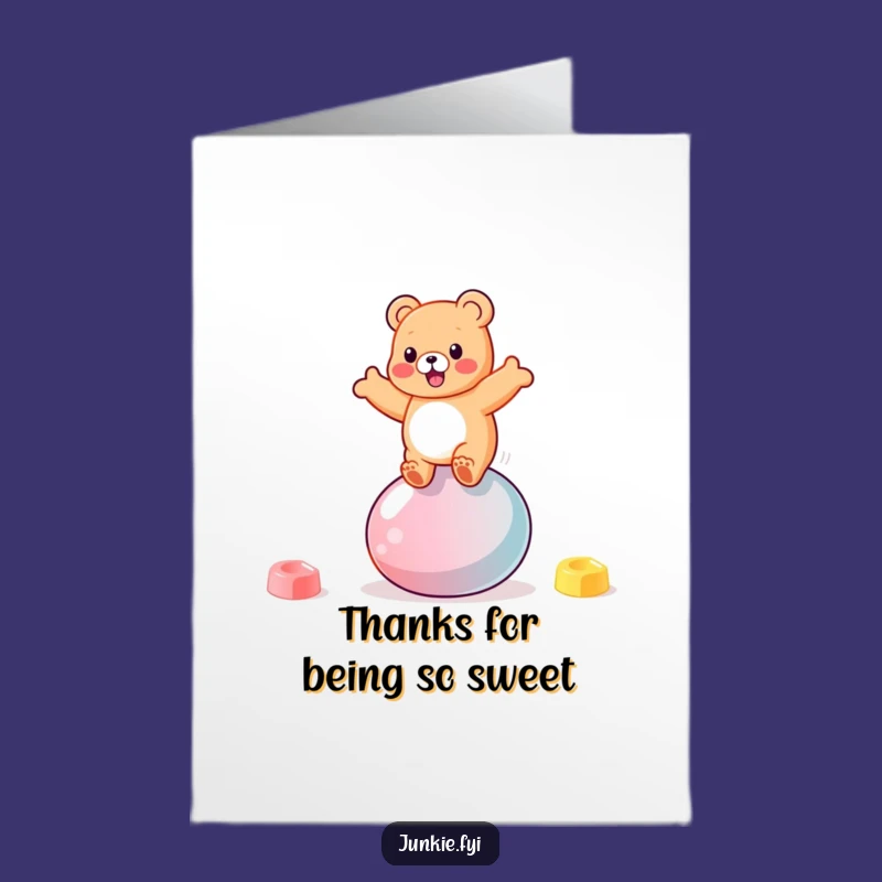 Thank You Gummy Bear Bounce Free Printable Card - Sweet Downloadable Gift!