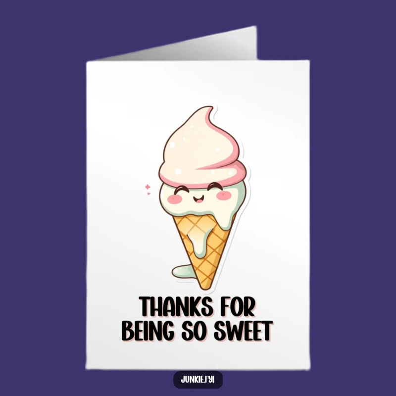 Free Printable Ice Cream Cone Thank You Card - Funny Downloadable Gift for Sweet Gratitude!