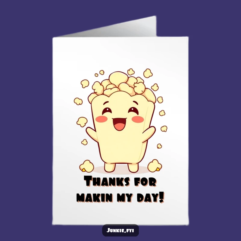 Free Printable Thank You Card: Grinning Popcorn Shower Funny Downloadable Gift