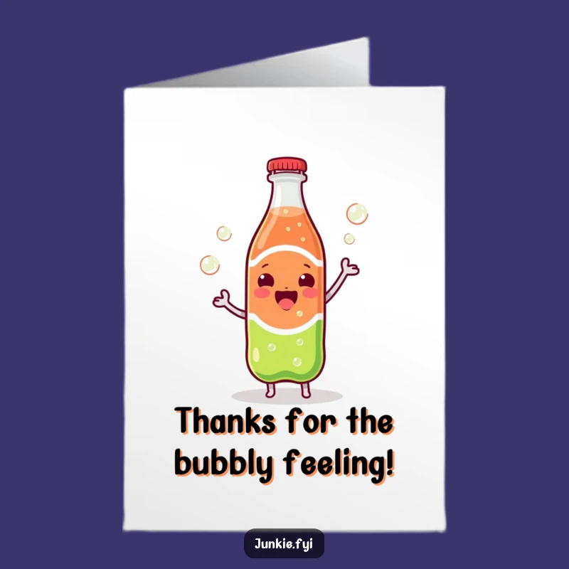 Free Printable Thank You Card: Dancing Kawaii Soda for a Bubbly, Humorous Downloadable Gift