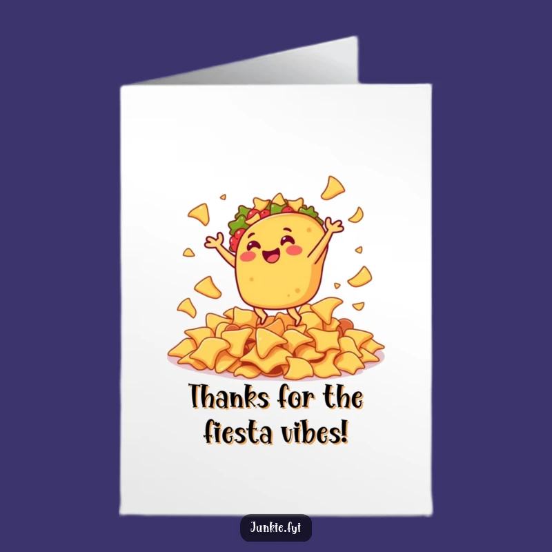 Free Printable Thank You Card: Taco Dancing Nachos, Downloadable Gratitude Fiesta