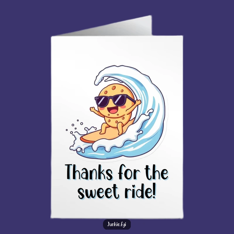 Free Printable Thank You Card: Surfing Kawaii Cookie for a Sweet, Humorous Downloadable Gift