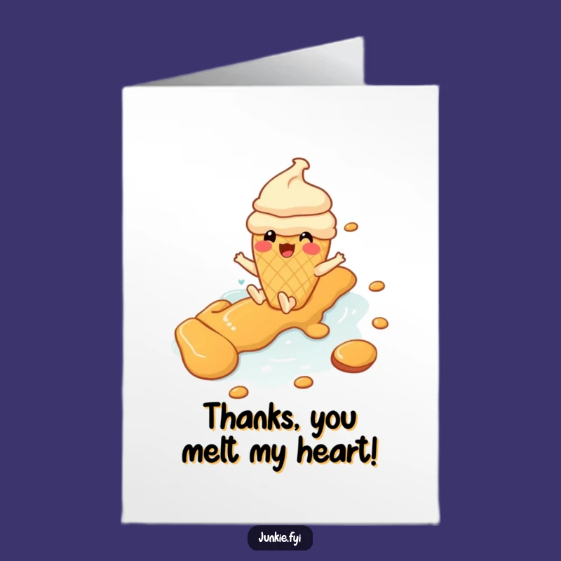 Free Printable Thank You Card: Ice Cream Cone Caramel Slide Funny Downloadable Gift