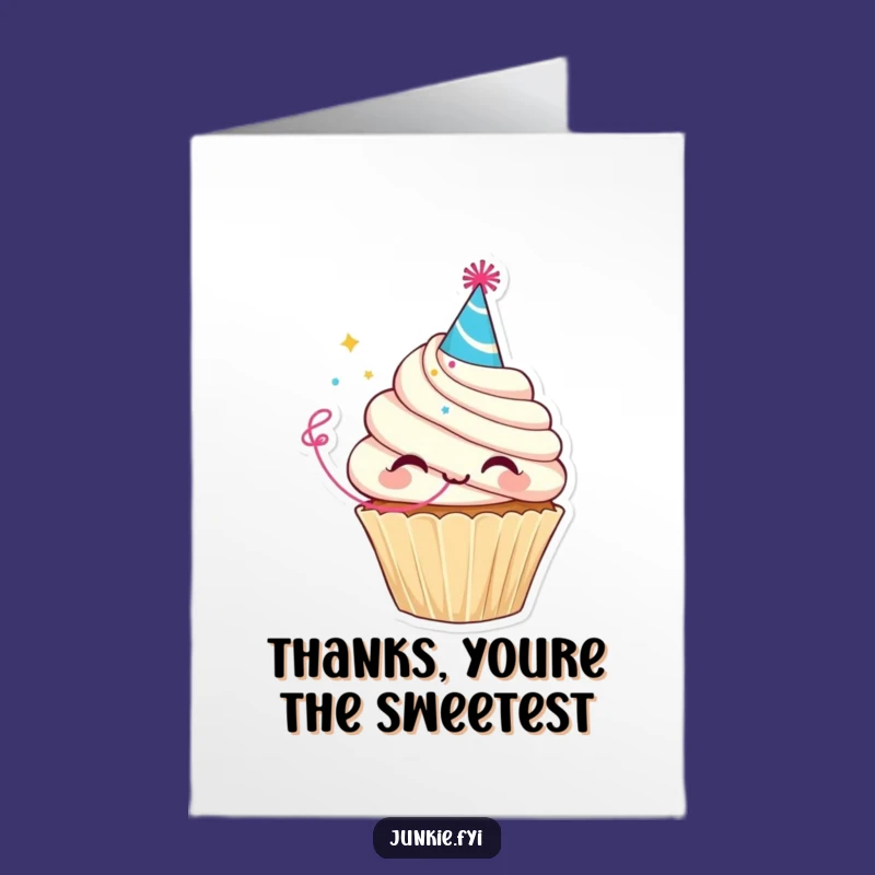 Free Printable Thank You Card: Cupcake Party, Humorous Hat, Downloadable Note