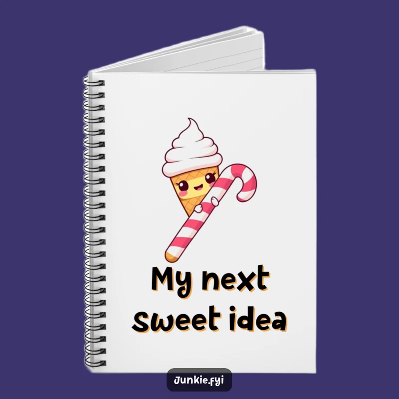 Funny Ice Cream Cone Candy Cane Slide Notebook - Jot Down Jokes!