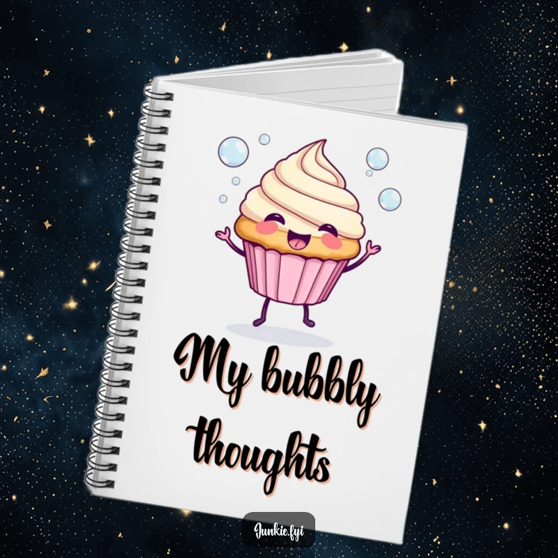 Funny Notebook: A spunky cupcake with legs blows bubbles, a delightful cover for notes and sketches.