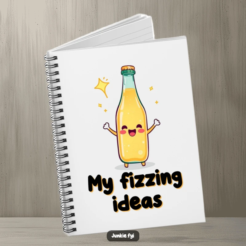 Funny Notebook: A happy soda bottle celebrates with a fizz, a delightful cover for notes and sketches.