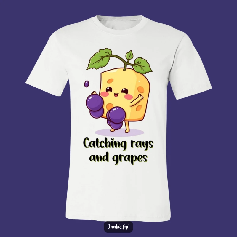 Funny Kawaii Cheese T-Shirt: Spunky Cartoon Grape Catcher Tee - Hilarious Gift