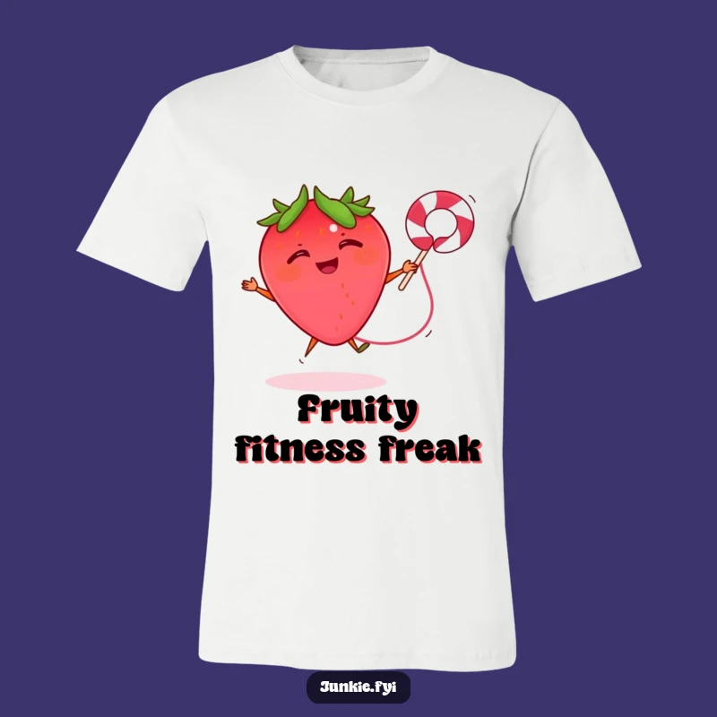 Funny Strawberry Licorice Rope T-Shirt - Active Fruit Tee for Energetic Souls