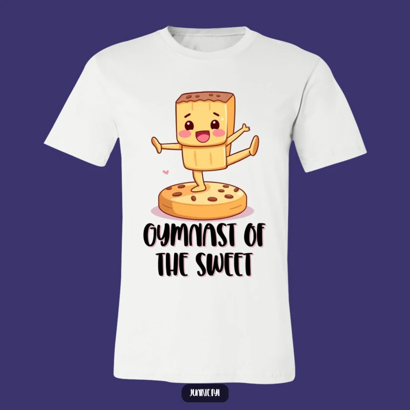 Funny Candy Gymnastics T-Shirt: Energetic Bar Character, Amazing Humorous Gift for Sweet Tooth!