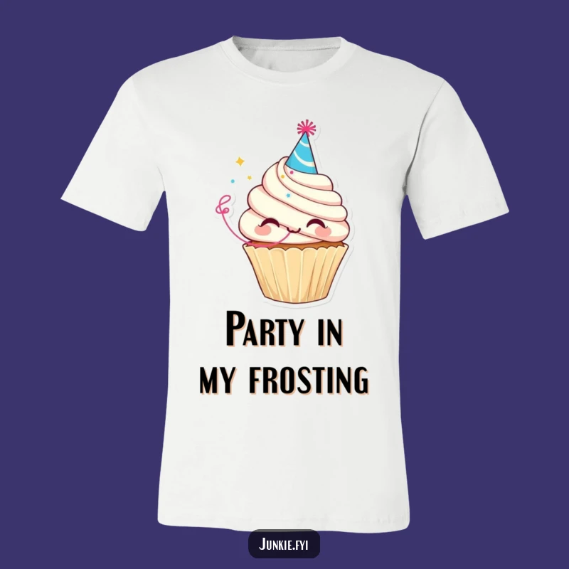 Funny Cupcake Party T-Shirt: Delighted Character Tee, Festive Gift