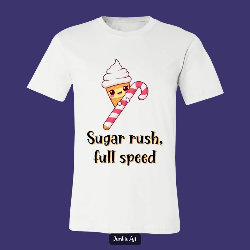 Funny Ice Cream Cone Candy Cane Slide T-Shirt - Comical Dessert Apparel